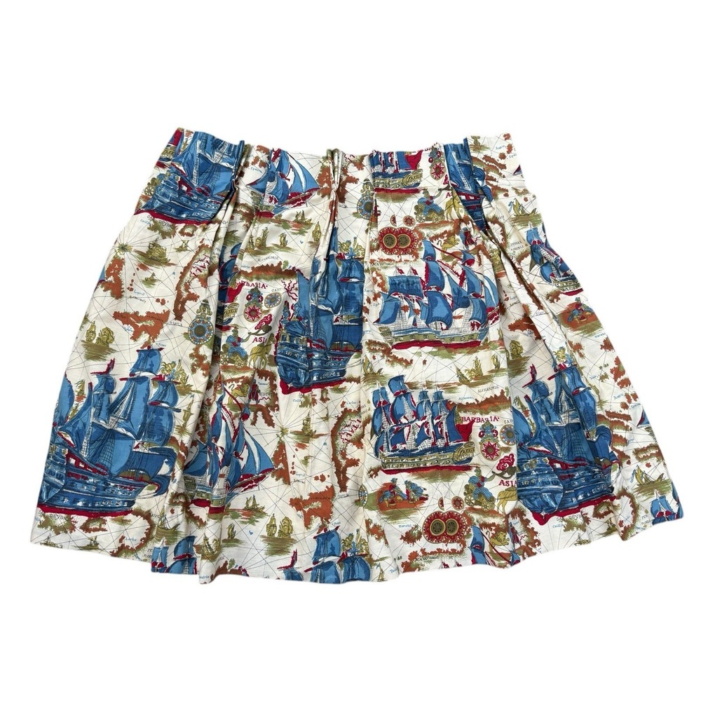Vtg Pinch Pleat Nautical ship/ World Map Cafe Curtains - A Set Of  2